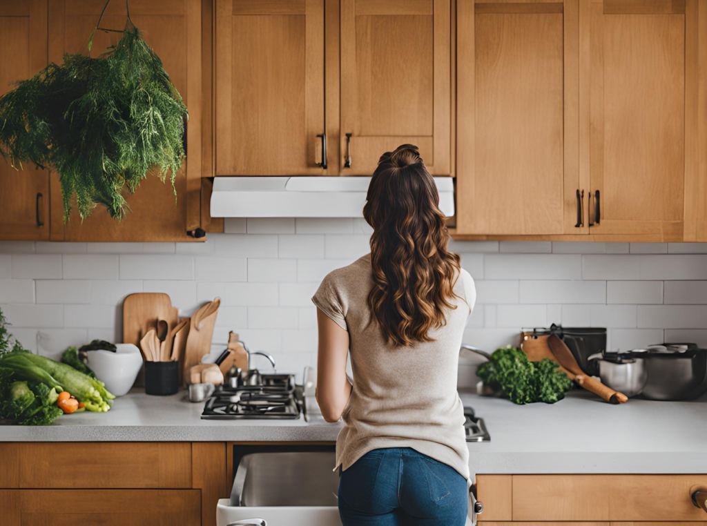 women looking at garbage disposal