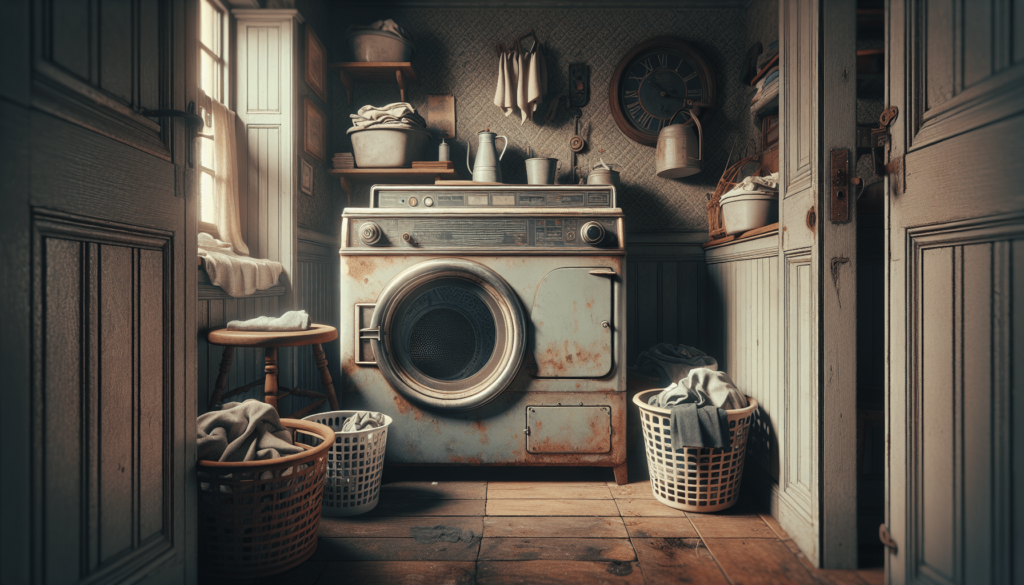 old drying in a room with clothes around it